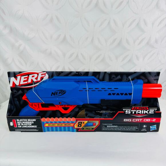 Nerf Alpha Strike Big Cat DB-2 Blaster 8X Elite Darts Hasbro - Picture 5 of 9